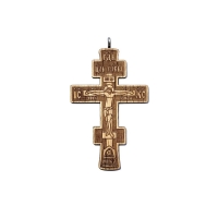 Krížik drevený gréckokatolícky na koženej šnúrke, vzor 6