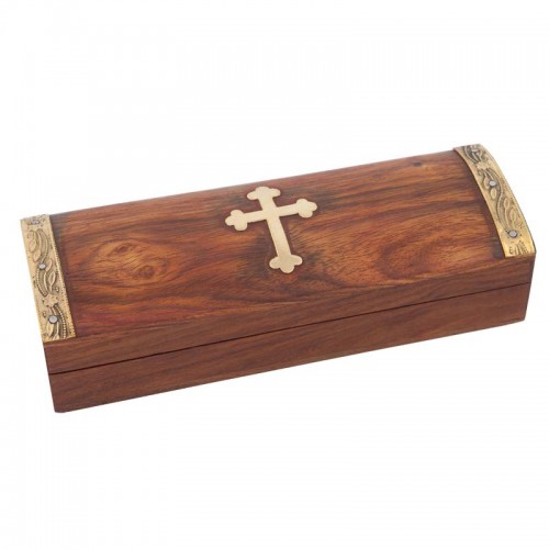 Relikviár drevený s mosadznými prvkami 04