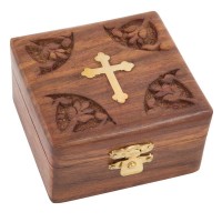 Relikviár drevený s mosadznými prvkami 09