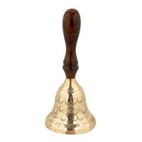 Zvonček mosadzný s drevenou rukoväťou