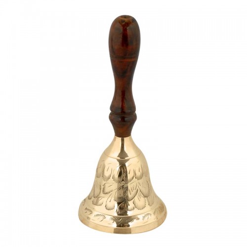 Zvonček mosadzný s drevenou rukoväťou