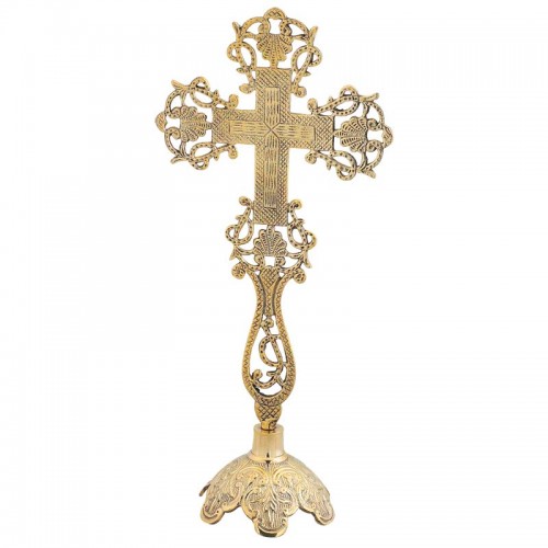 Kríž mosadzný gravírovaný vyrezávaný