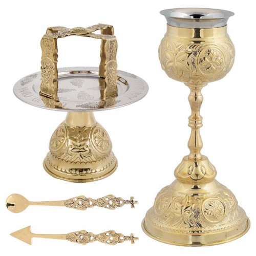 Brass chalice set