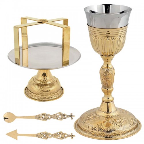Brass chalice set