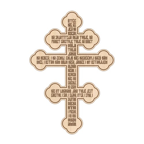 Kríž s modlitbou Otče náš, vzor 1 - cirkevnoslovansky, latinka