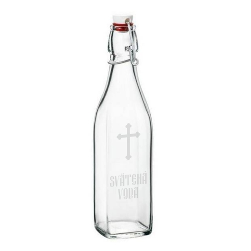 Fľaša na svätenú vodu sklenená s uzáverom - vzor 1