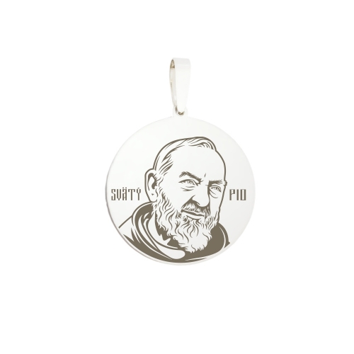Medailónik strieborný - sv. Pio z Pietrelciny (kruh)