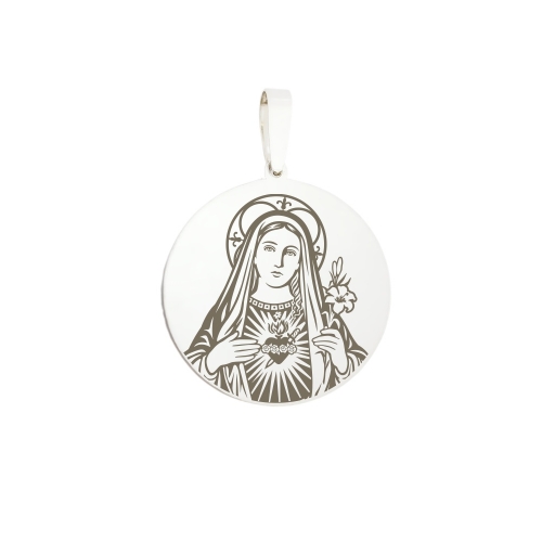 Medailónik "Najsvätejšie Srdce Máriino", strieborný (kruh)