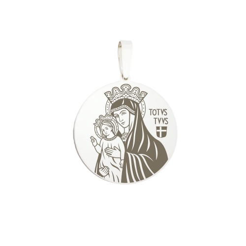 Medailónik "Panna Mária Totus Tuus", strieborný  (kruh)