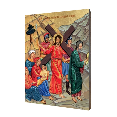 Ikona "Krížová cesta VIII. - Ježiš napomína plačúce ženy", pozlátená