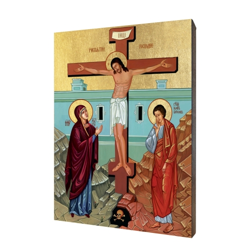 Ikona "Krížová cesta XII. - Ježiš umiera na kríži", pozlátená