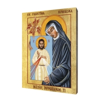 Ikona "Sv. Faustína Kowalska", pozlátená