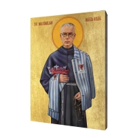 Ikona "Sv. Maximilán Mária Kolbe", pozlátená