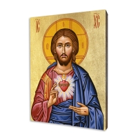 Ikona "Božské srdce Ježišovo - Isus Christos Čelovikoľubec", pozlátená