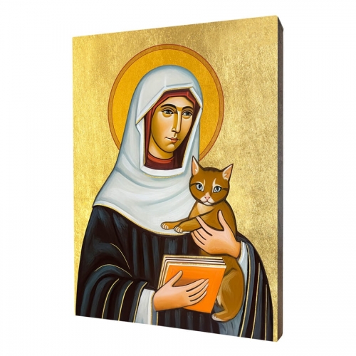 Icon "St. Gertrude", gilded