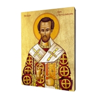 Ikona "Ján Zlatoústy Chrysostomos", pozlátená
