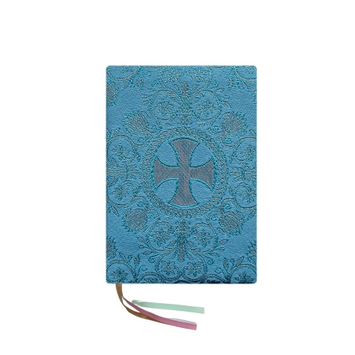 Obal na modlitebnú knižku - vzor 37, strieborný s modrým podkladom
